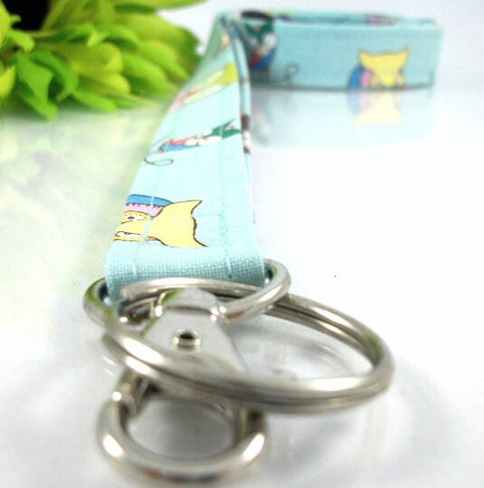 Fabric Owl Lanyard Blue
