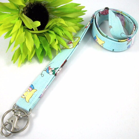 Fabric Owl Lanyard Blue