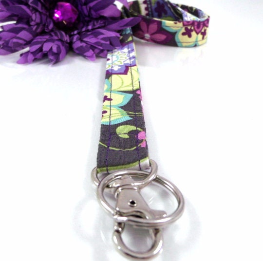 Purple Paisley Fabric Lanyard