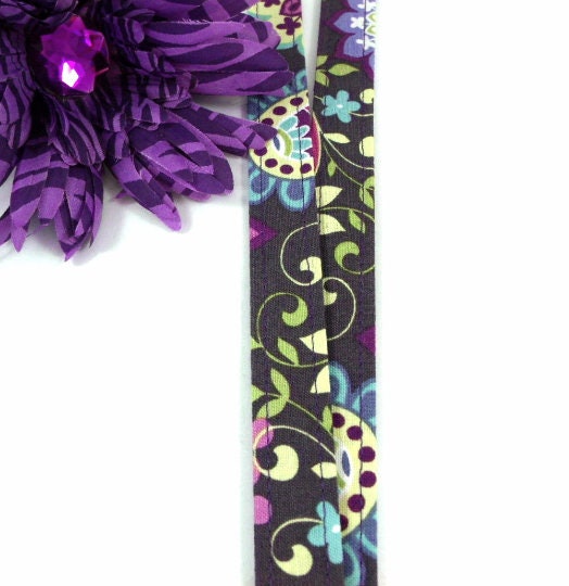 Purple Paisley Fabric Lanyard