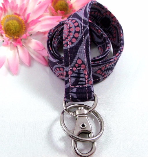 Purple Lanyard for Badge, Boho Lanyard, Lanyard Teacher, Fabric Lanyard, Floral Lanyard, New Teacher Gift, Nurse Life, Lanyard for keys