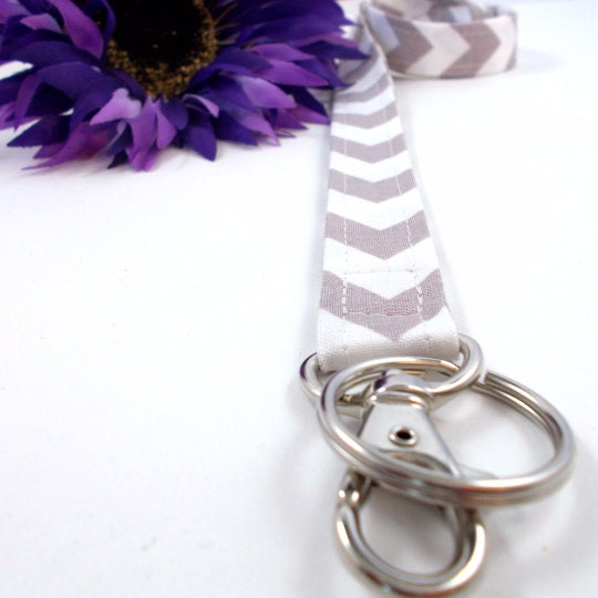 Chevron Lanyard Grey and White
