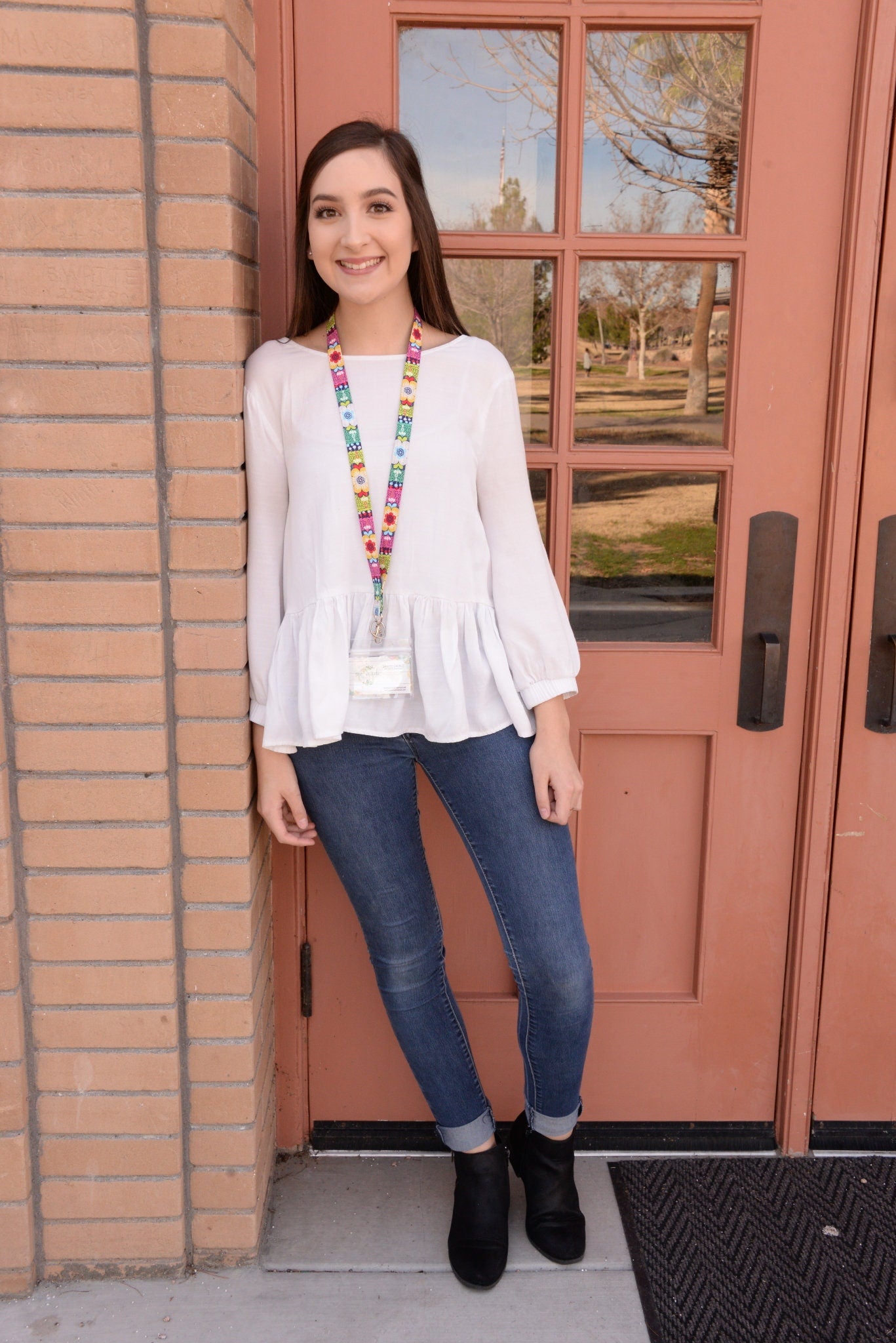 Chevron Lanyard Grey and White