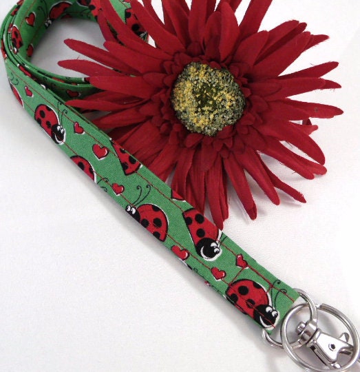 Cute LadyBug Green Lanyard
