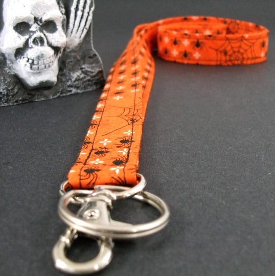 Halloween Lanyard with Spiders Webs, Spider Lanyard, Popular Right Now, Teacher Lanyard, Lanyard for Badge, Halloween Accessories, Spooky