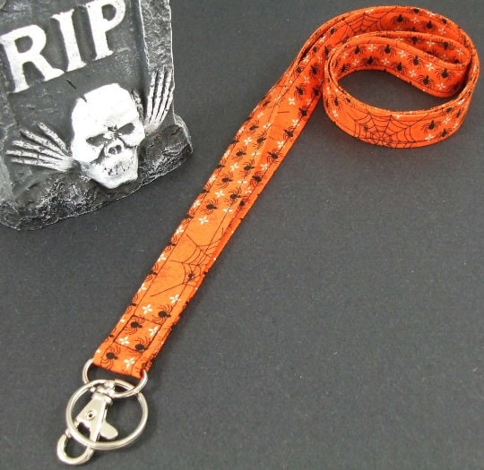 Halloween Lanyard with Spiders Webs, Spider Lanyard, Popular Right Now, Teacher Lanyard, Lanyard for Badge, Halloween Accessories, Spooky