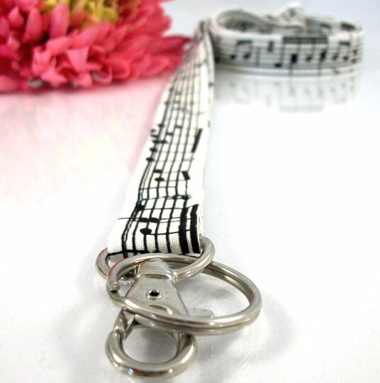 Handmade Music Lanyard for Keys, Popular Right Now, Lanyard with ID Holder, Trending Now, Librarian Gifts, Piano Teacher Gift, Music Gifts