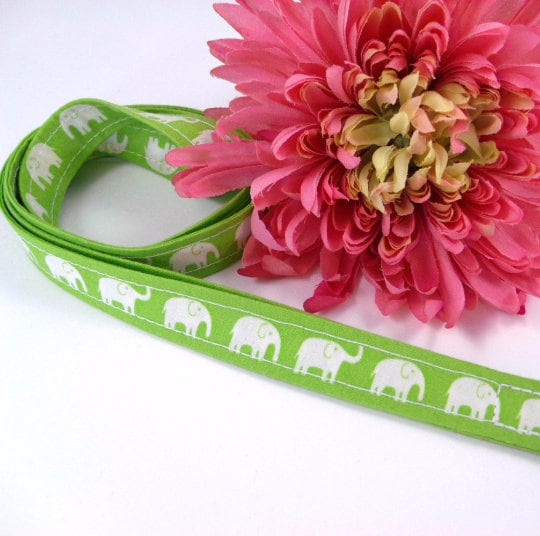 Lime Green Elephant Fabric Lanyard