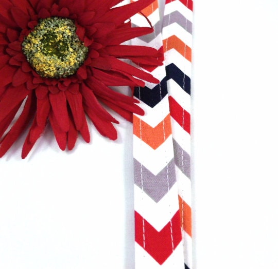 Grey Chevron Lanyard Red Navy Orange