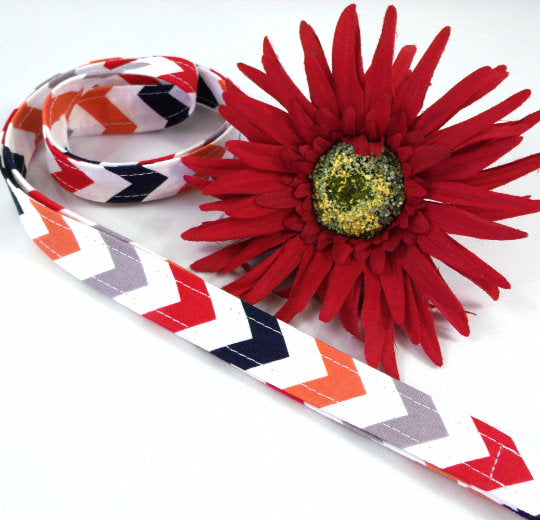 Grey Chevron Lanyard Red Navy Orange