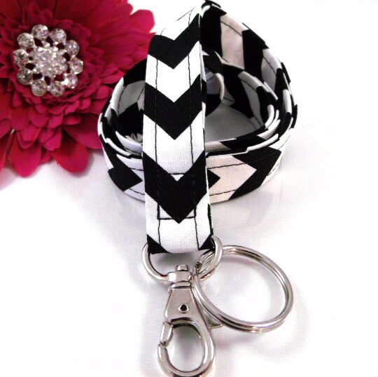 Chevron Lanyard Black and White