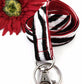 Black and White Zebra Stripes Fabric Lanyard Red