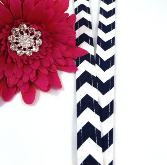 Chevron Lanyard Navy and White