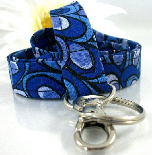 Fabric Lanyard in Blue Lavender Peacock