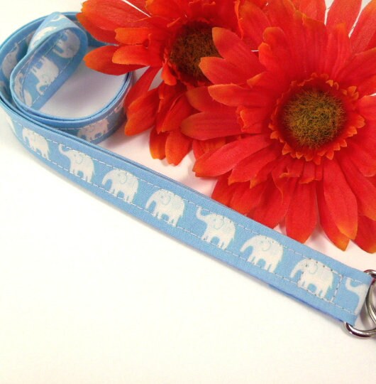 Blue Elephant Fabric Lanyard