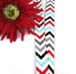 Red Grey Aqua Chevron Lanyard