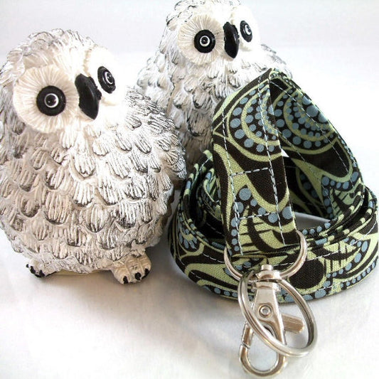 Expresso Blue Peacocks Lanyard