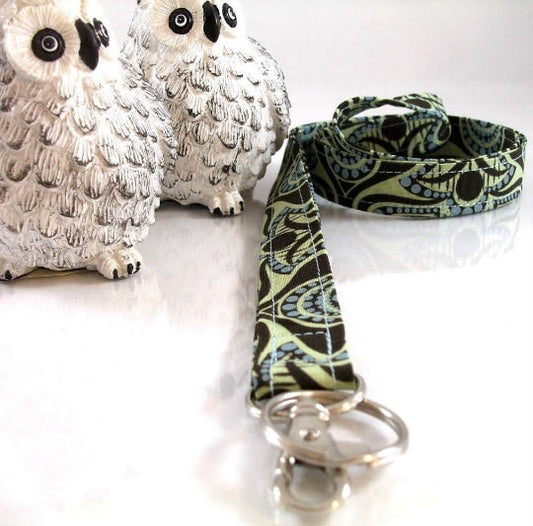 Expresso Blue Peacocks Lanyard