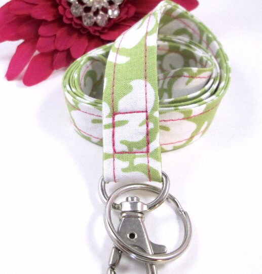 Damask Lanyard ID Badge Avocado