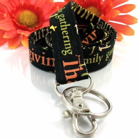 Thanksgiving Fabric Lanyard ID Badge