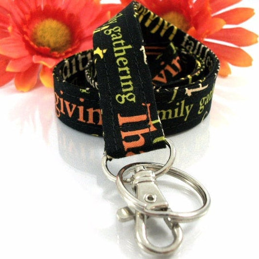 Thanksgiving Fabric Lanyard ID Badge