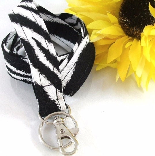 Stripe Zebra Keychain Lanyard
