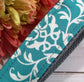 Damask Key Fob in Teal and White