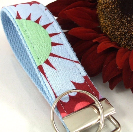 Amy Butler Key Fob LOVE Wine Blue Mint
