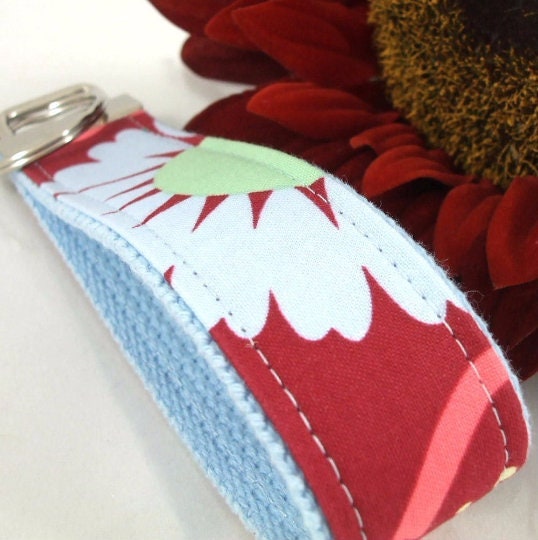 Amy Butler Key Fob LOVE Wine Blue Mint