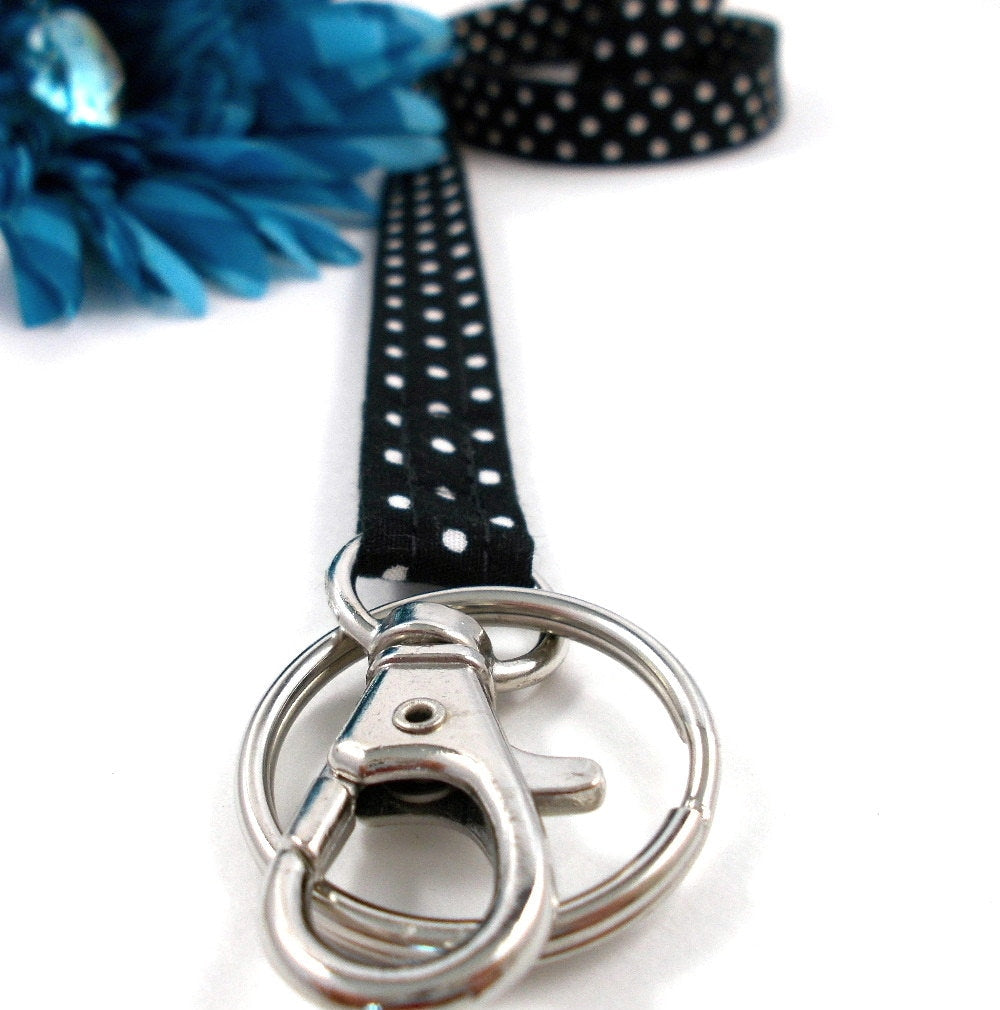 Polka Dots Skinny Lanyard for Keys