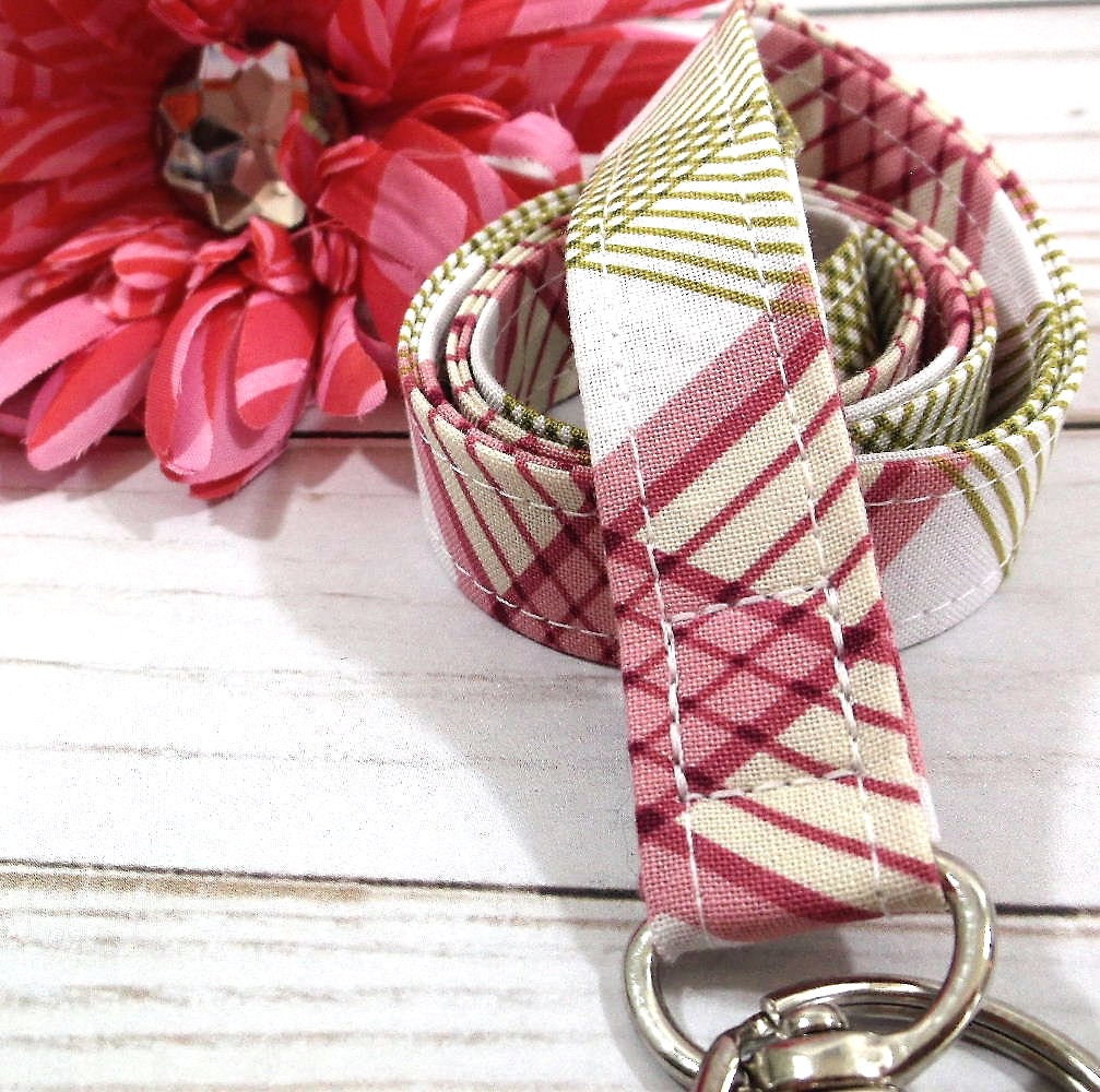 Plaid Lanyard Holder Fabric Lanyards for Keys and ID Badge