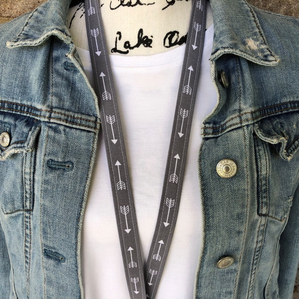 Grey Arrow Lanyard for Keys and ID Badge
