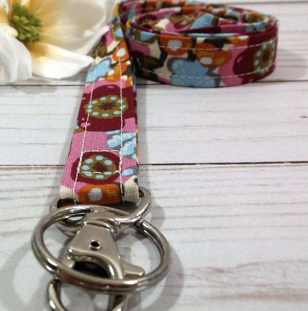 Purple Lanyard for Badge, Boho Lanyard, Lanyard Teacher, Fabric Lanyard, Floral Lanyard, New Teacher Gift, Nurse Life, Lanyard for keys