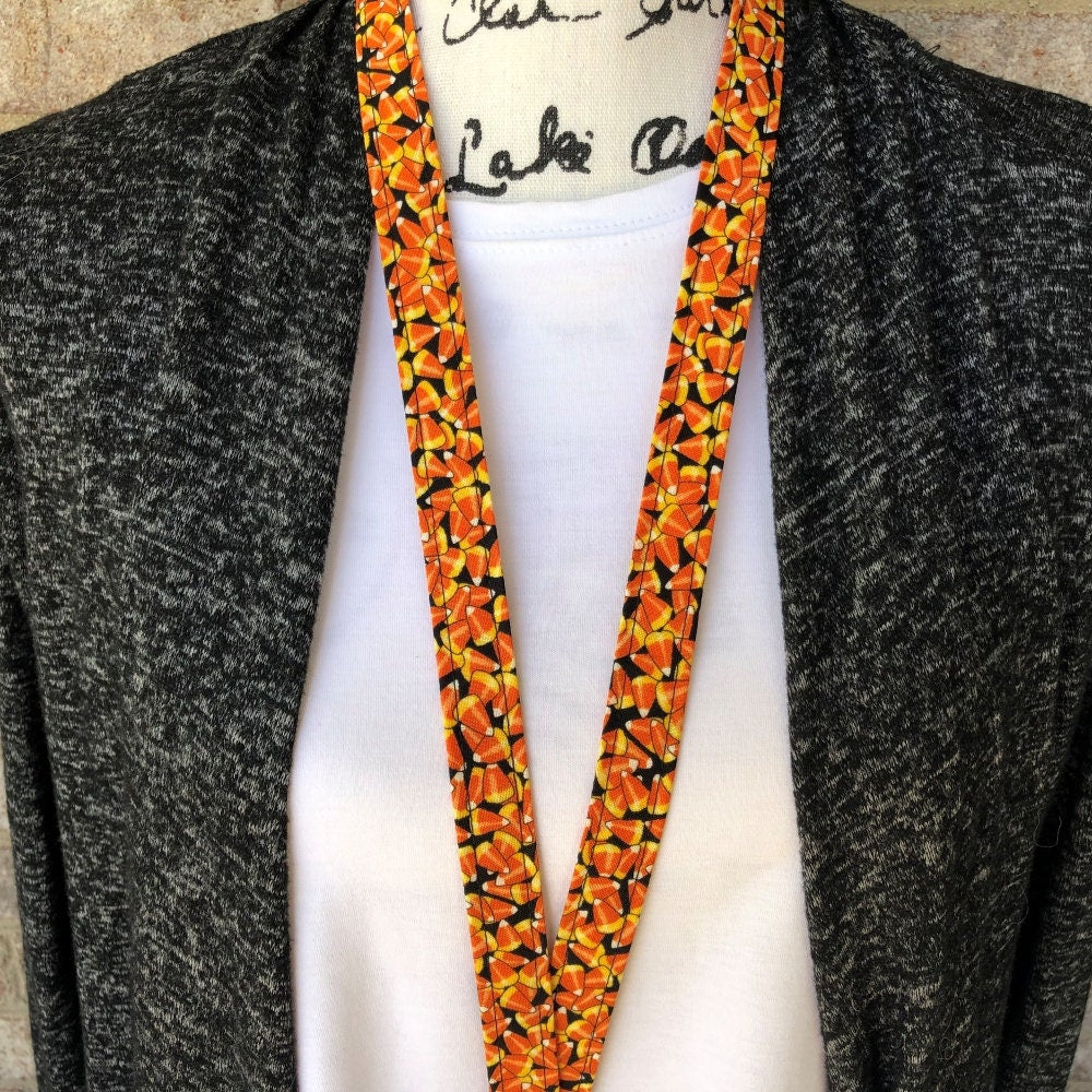 Handmade Candy Corn Lanyard | Popular Right Now | Teacher Lanyard | Badge Holder | Lanyards | ID Holder | ID Badge Holder | Fall Lanyard