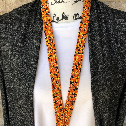 Handmade Candy Corn Lanyard | Popular Right Now | Teacher Lanyard | Badge Holder | Lanyards | ID Holder | ID Badge Holder | Fall Lanyard