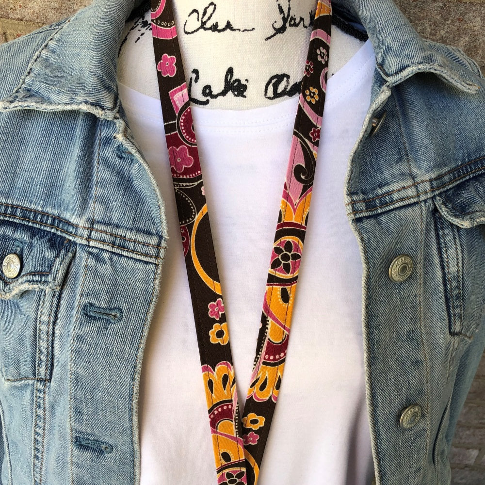 Pink and Brown Floral Cute Lanyards For Women