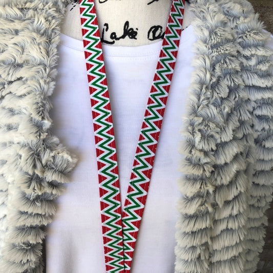 Holiday Chevron Lanyard for Keys and ID Badge