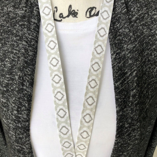 Gray Raindrops Fabric Lanyard for Keys and ID Badge