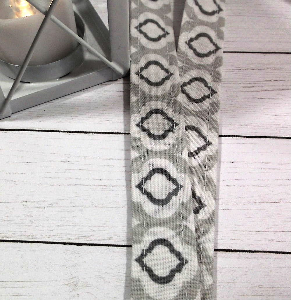 Gray Raindrops Fabric Lanyard for Keys and ID Badge