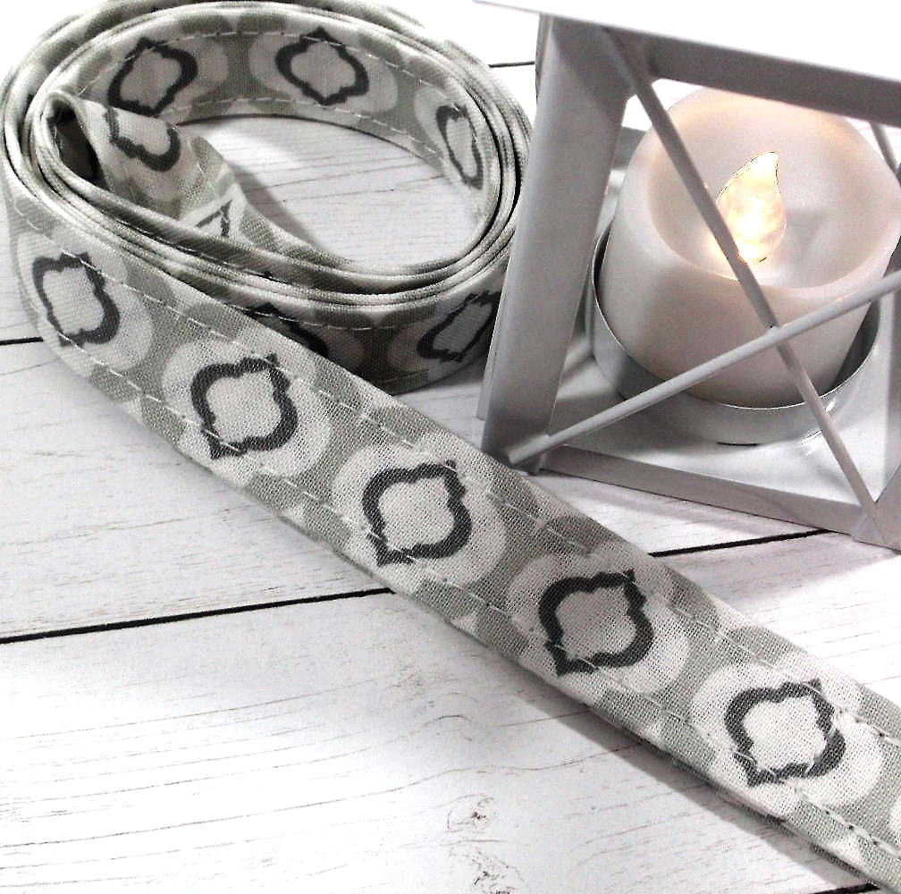 Gray Raindrops Fabric Lanyard for Keys and ID Badge