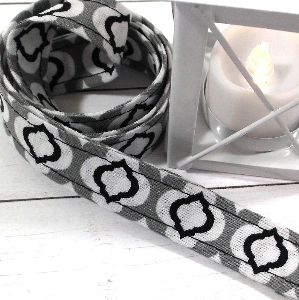 Black and Gray Raindrops fabric lanyard for Keys and ID Badge