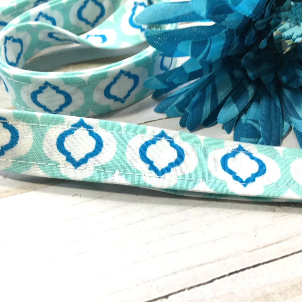Aqua Raindrops Fabric Lanyard for Keys and ID Badge