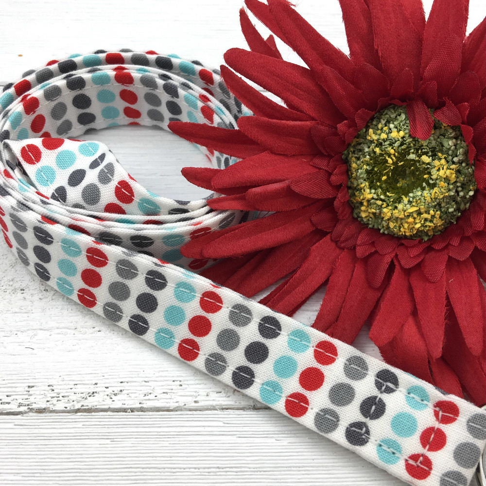 Aqua Gray Red Dots Cute Lanyards For Women