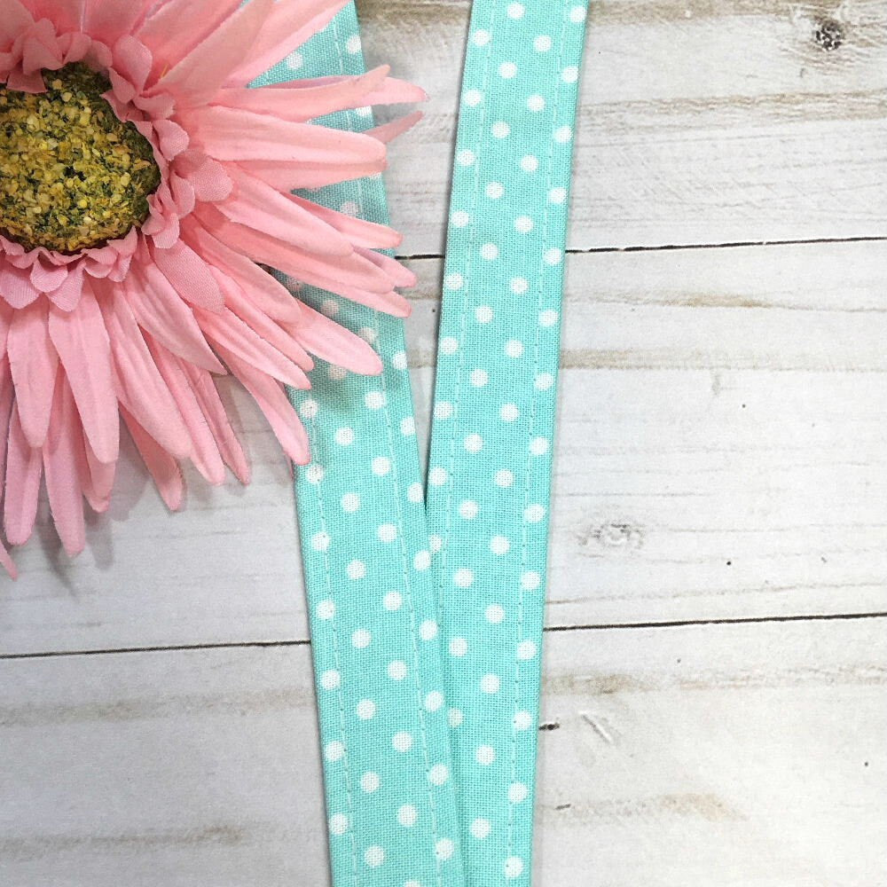 Aqua Polka Dot Fabric Lanyards For Women