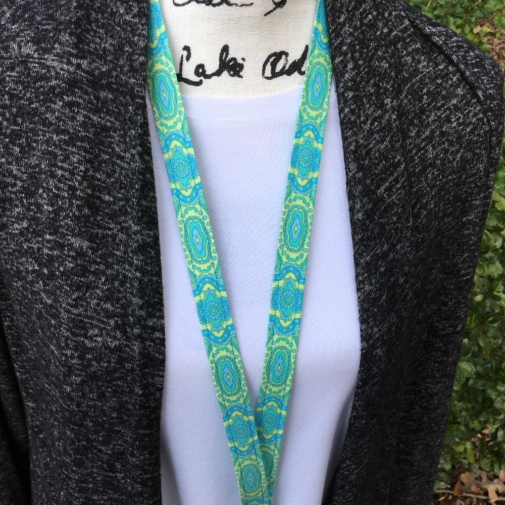 Aqua Floral Lanyards For Women Gift for Teachers, Nurses