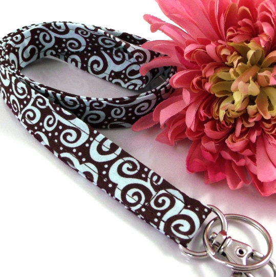 Lanyard for ID Card Spa Blue Scrolls