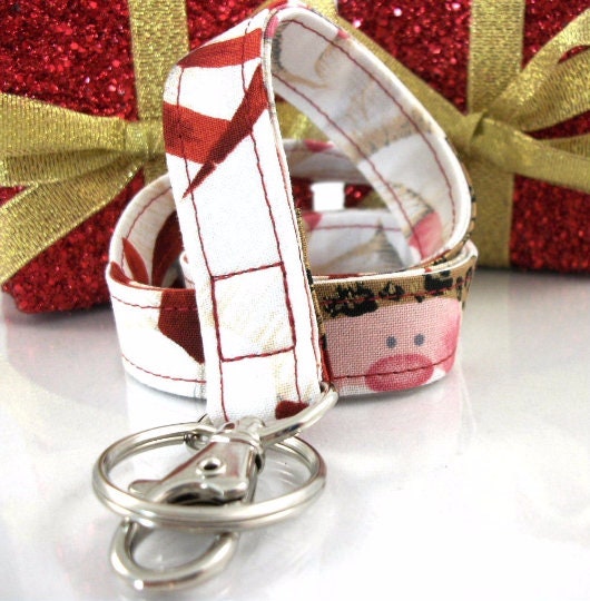 Christmas Lanyard with Santa in his Leopard Hat
