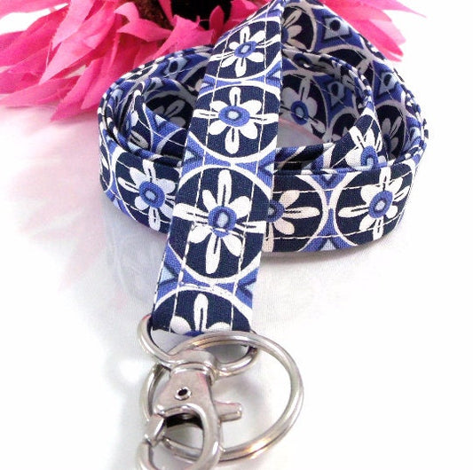 Blue and White Design Lanyard
