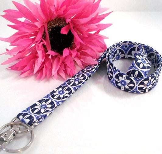 Blue and White Design Lanyard