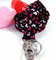 Fabric Lanyard with Valentine Hearts Black Red Pink